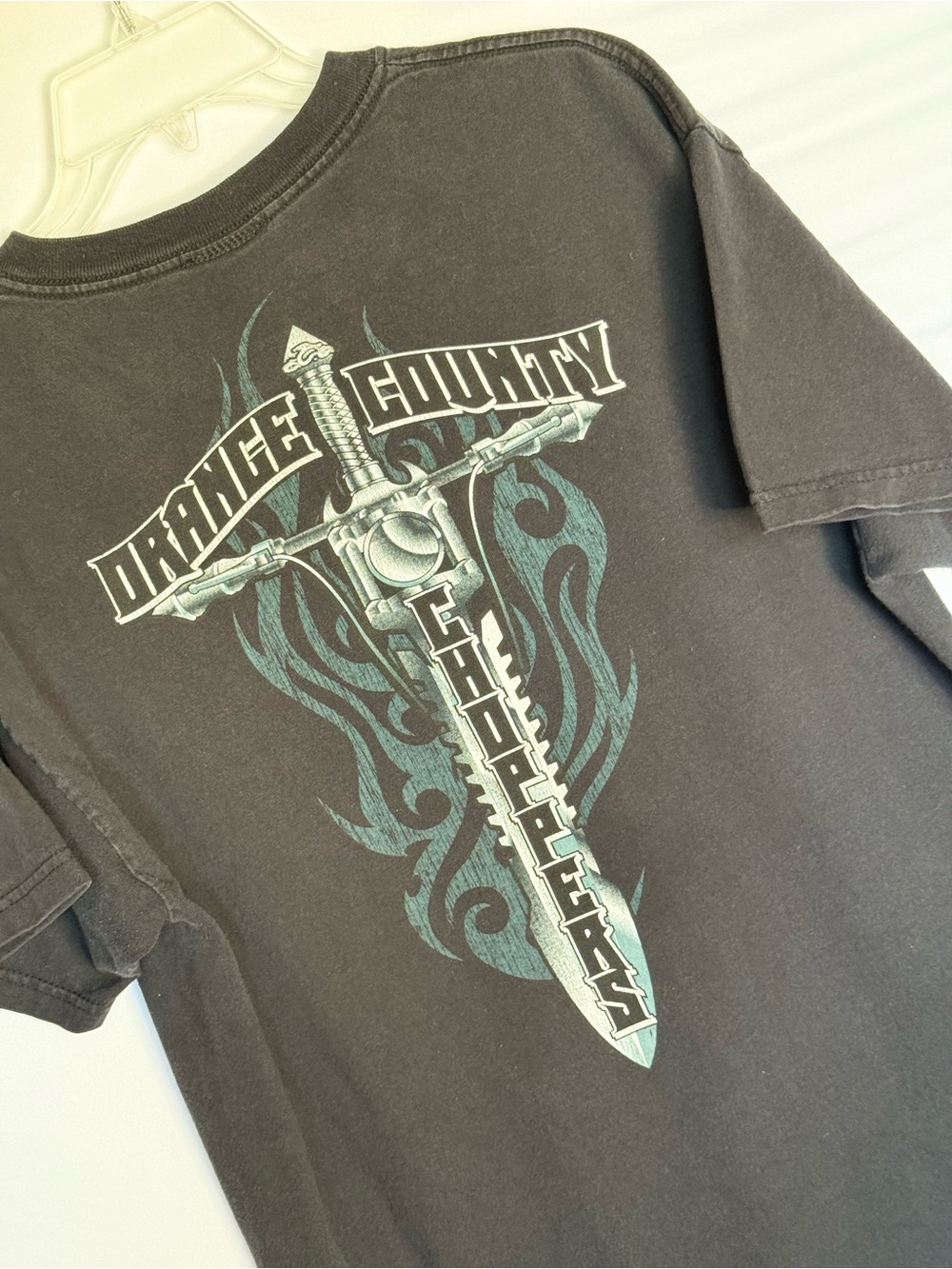Orange County Choppers Graphic Black T‑Shirt Adult L Light Fade Back Hit Y2K